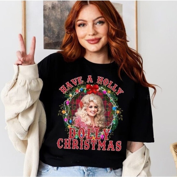 Have A Holly Dolly Christmas Shirt Dolly Parton Shirt Dolly Parton Shirt - Picture 1 of 4